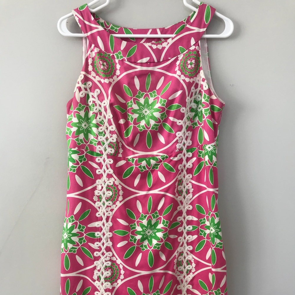 Lilly Pulitzer pink green shift dress 10